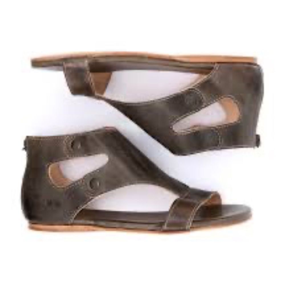 Bed Stu Teak Rustic Leather Side Snap Sandals Sz 9